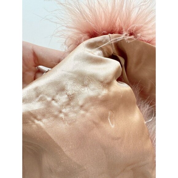 AKUALANI Dusty Pink Ostrich Feather Cropped Vest Shrug, Size S/M - Picture 10 of 13